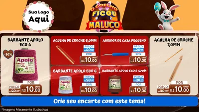 Modelo de TV para TV Horizontal com o tema O Coelho Ficou Maluco - Páscoa para Armarinho e Aviamentos