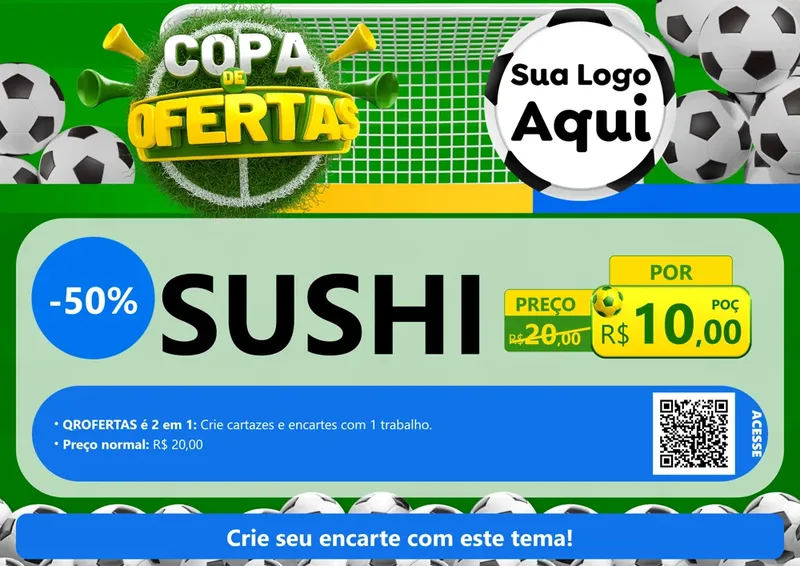 Modelo de Cartaz para Cartaz A4 Horizontal com o tema Copa De Ofertas para Comida japonesa