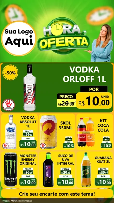 Modelo de Rede Social para Stories com o tema Hora da Oferta para Distribuidora de bebidas