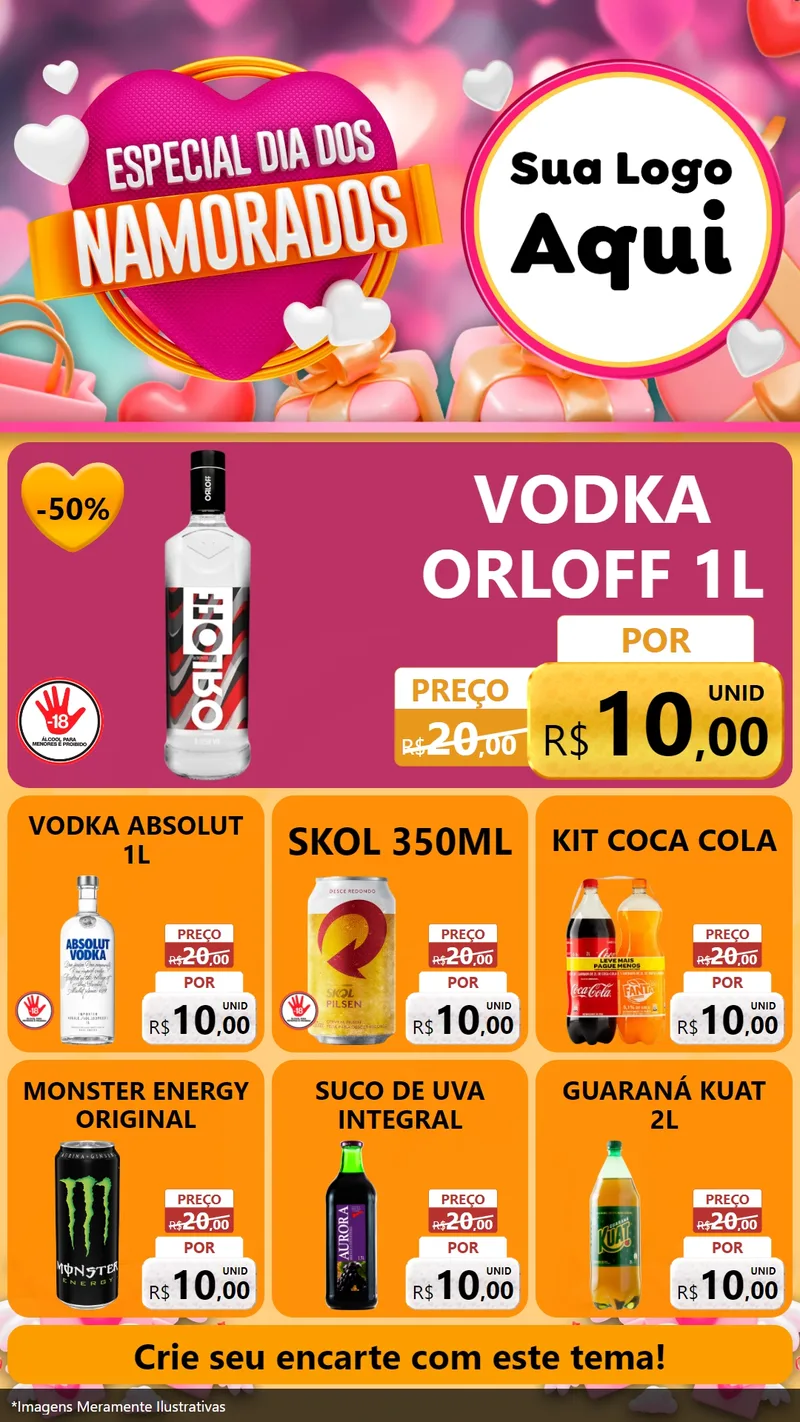 Modelo de Rede Social para Stories com o tema Especial Dia dos Namorados para Distribuidora de bebidas