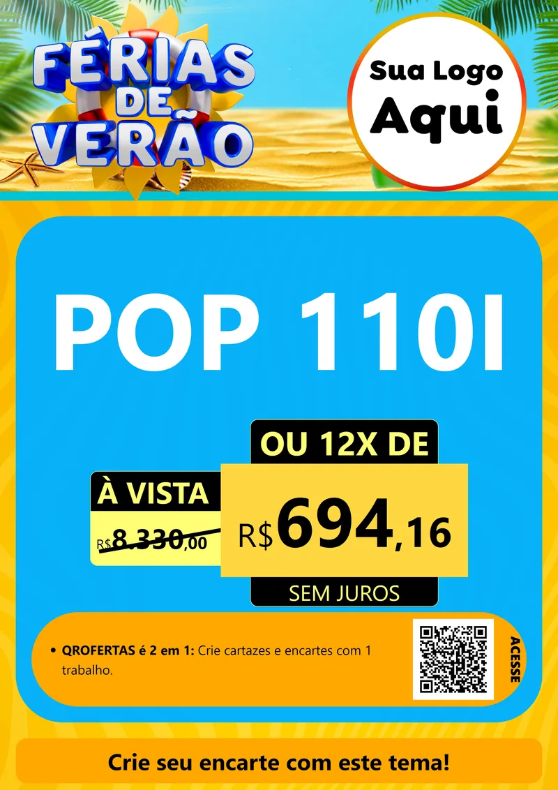 Modelo de Cartaz para Cartaz A4 Vertical com o tema Férias de Verão para Concessionaria de Motos