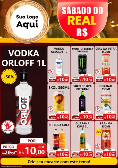 Modelo de Encarte para Encarte A4 Vertical com o tema Sábado do Real para Distribuidora de bebidas