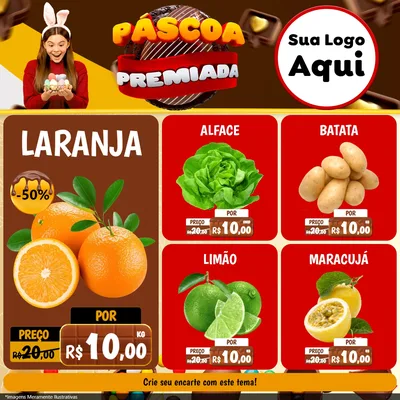 Modelo de Rede Social para Feed Facebook com o tema Páscoa Premiada para Hortifrúti
