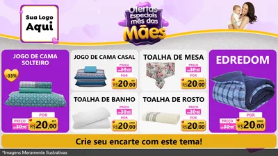 Modelo de TV para TV Horizontal com o tema Ofertas Especiais - Mês das Mães para Cama, Mesa e Banho