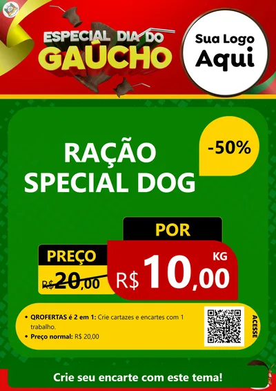 Modelo de Cartaz para Cartaz A4 Vertical com o tema Especial Dia do Gaúcho para Pet Shop