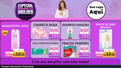 Modelo de TV para TV Horizontal com o tema Especial Semana da Mulher para Bebês