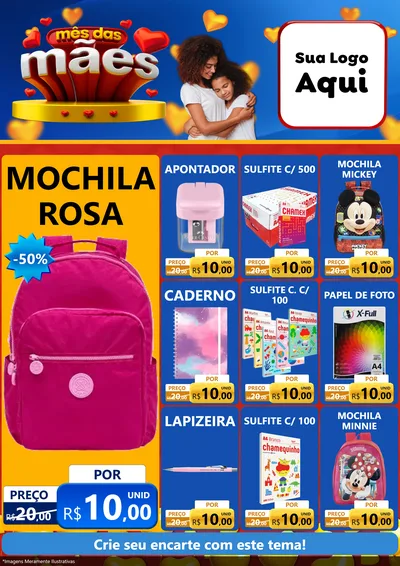 Modelo de Encarte para Encarte A4 Vertical com o tema Mês das Mães para Papelaria