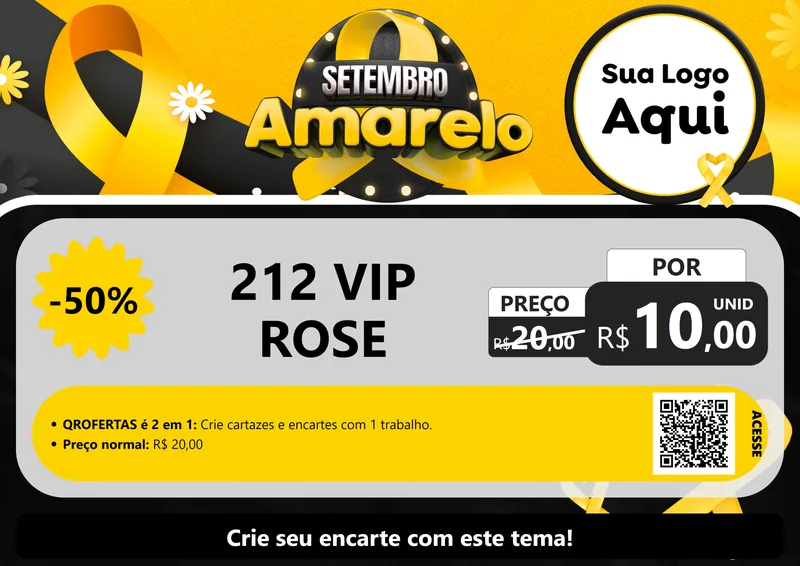 Modelo de Cartaz para Cartaz A4 Horizontal com o tema Setembro Amarelo para Perfumes