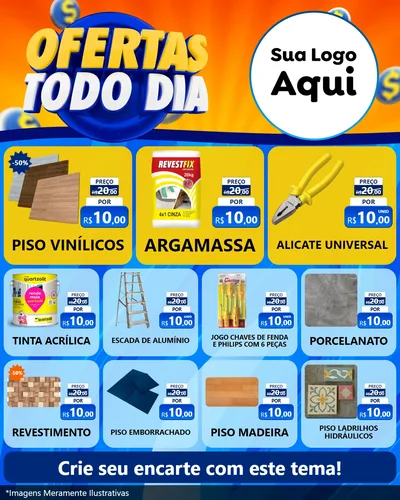 Modelo de Rede Social para Feed Instagram com o tema Ofertas Todo Dia para Material para Construção