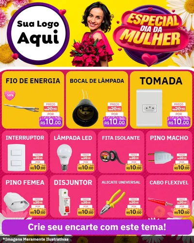 Modelo de Rede Social para Feed Instagram com o tema Especial Dia da Mulher para Materiais Elétricos