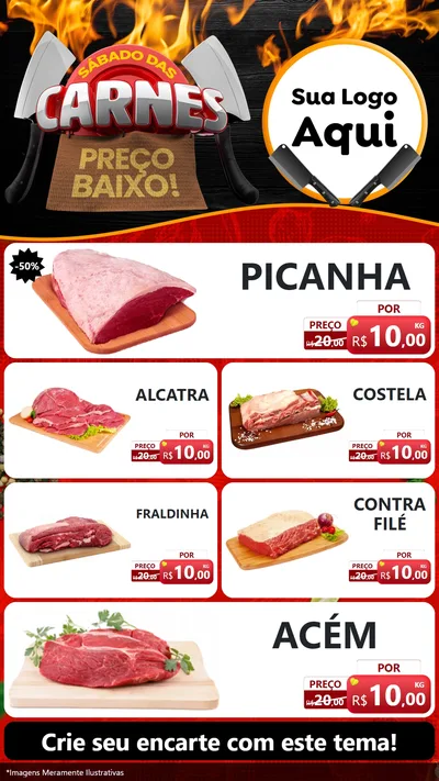 Modelo de TV para TV Vertical com o tema Sábado das Carnes para Açougue