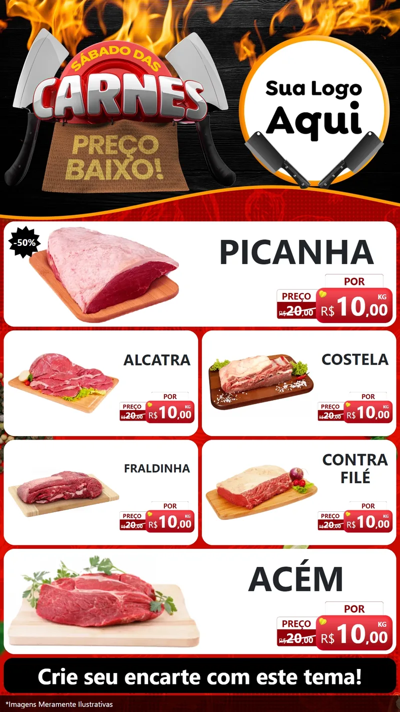 Modelo de TV para TV Vertical com o tema Sábado das Carnes para Açougue