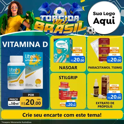 Modelo de Rede Social para Feed Facebook com o tema Torcida Vai Brasil - Copa para Farmácia