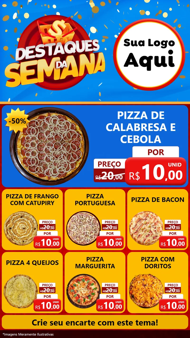 Modelo de Rede Social para Stories com o tema Destaques da Semana para Pizzaria