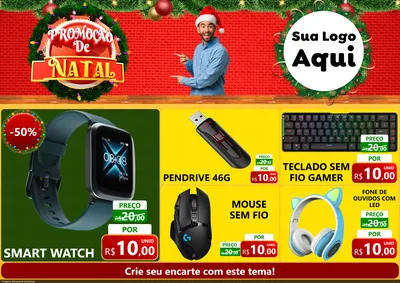Modelo de Encarte para Encarte A4 Horizontal com o tema Promoção de Natal para Informática