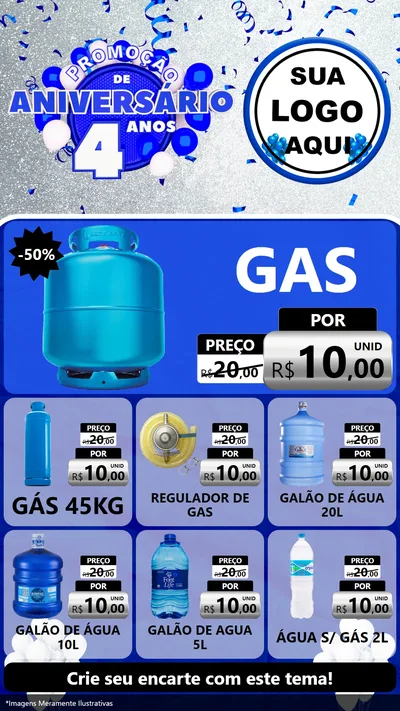 Modelo de Rede Social para Stories com o tema Promoção de Aniversário - 4 Anos para Água e gás