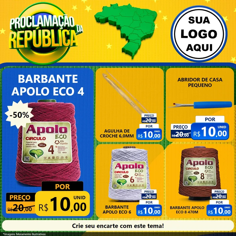 Modelo de Rede Social para Feed Facebook com o tema Proclamação da República para Armarinho e Aviamentos
