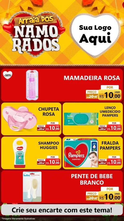 Modelo de TV para TV Vertical com o tema Arraiá dos Namorados para Bebês