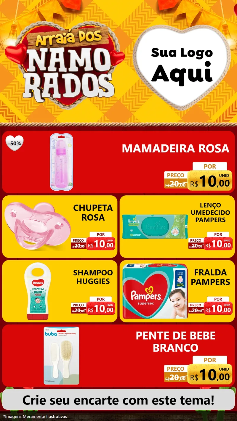 Modelo de TV para TV Vertical com o tema Arraiá dos Namorados para Bebês