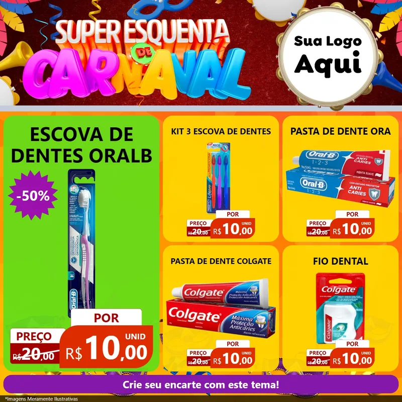 Modelo de Rede Social para Feed Facebook com o tema Super Esquenta de Carnaval para Higiene Pessoal
