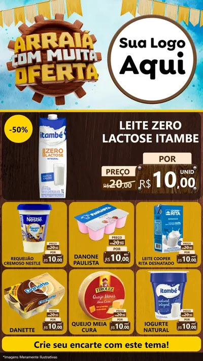 Modelo de Rede Social para Stories com o tema Ofertas de São João - Junina para Frios e Laticínios