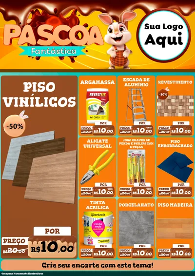 Modelo de Encarte para Encarte A4 Vertical com o tema Páscoa Fantástica para Material para Construção