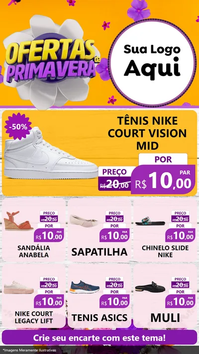 Modelo de Rede Social para Stories com o tema Ofertas Da Primavera para Calçados