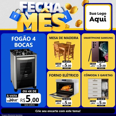 Modelo de Rede Social para Feed Facebook com o tema Fecha Mês para Móveis e Eletro