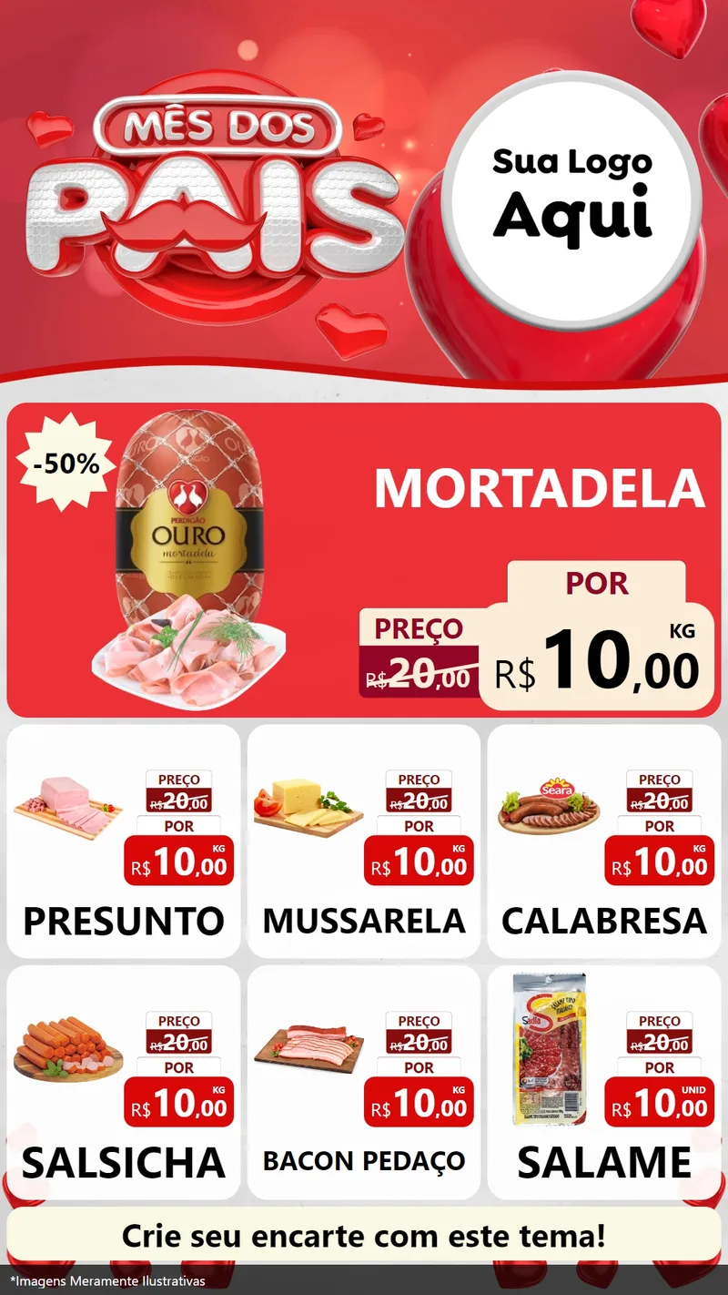 Modelo de Rede Social para Stories com o tema Mês dos Pais para Frios e Laticínios