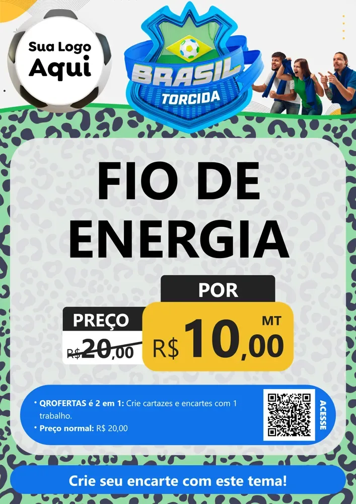 Modelo de Cartaz para Cartaz A4 Vertical com o tema Brasil Torcida - Copa para Materiais Elétricos