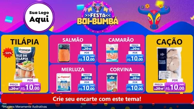 Modelo de TV para TV Horizontal com o tema Festa Boi-Bumbá para Peixaria