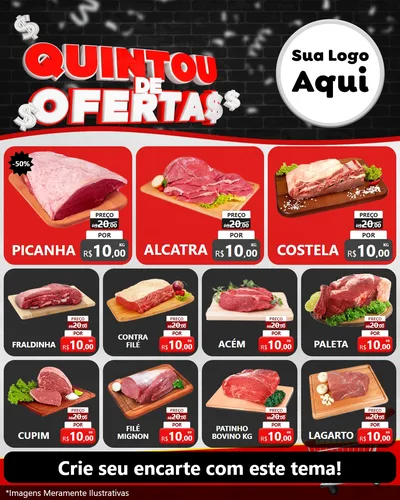 Modelo de Rede Social para Feed Instagram com o tema Quintou de Ofertas para Açougue