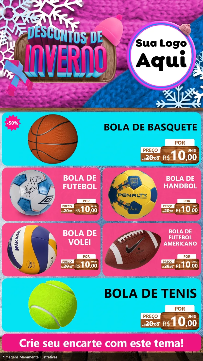 Modelo de TV para TV Vertical com o tema Descontos de Inverno para Artigos Esportivos