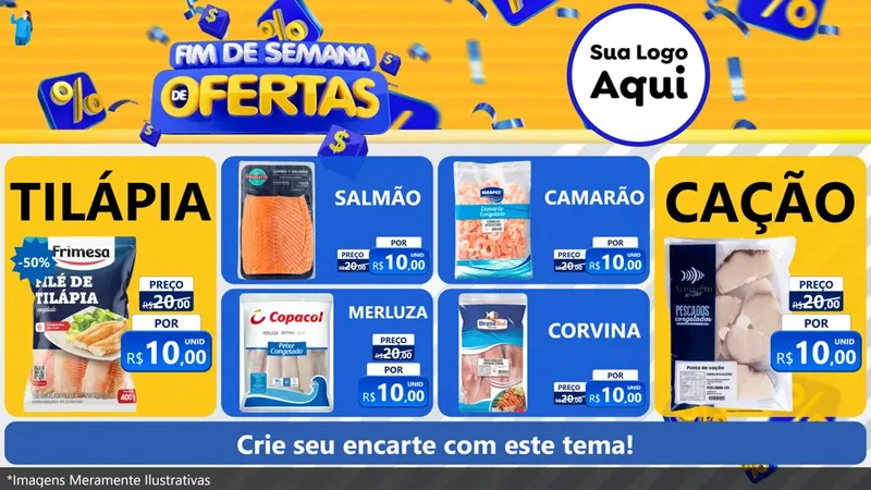 Modelo de TV para TV Horizontal com o tema Fim de Semana de Ofertas para Peixaria