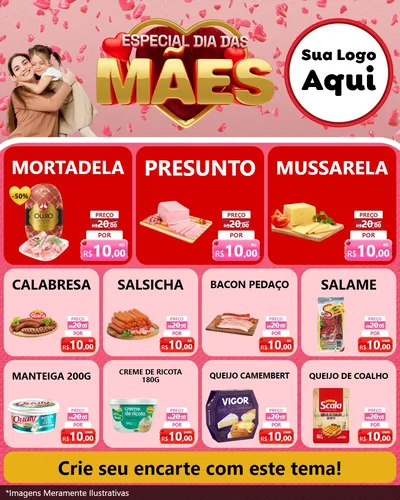 Modelo de Rede Social para Feed Instagram com o tema Especial Dia Das Mães para Frios e Laticínios