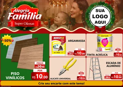 Modelo de Encarte para Encarte A4 Horizontal com o tema Alegria Em Família - Super Ofertas para Material para Construção