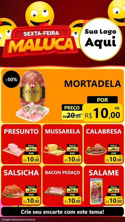 Modelo de Rede Social para Stories com o tema Sexta-feira Maluca para Frios e Laticínios