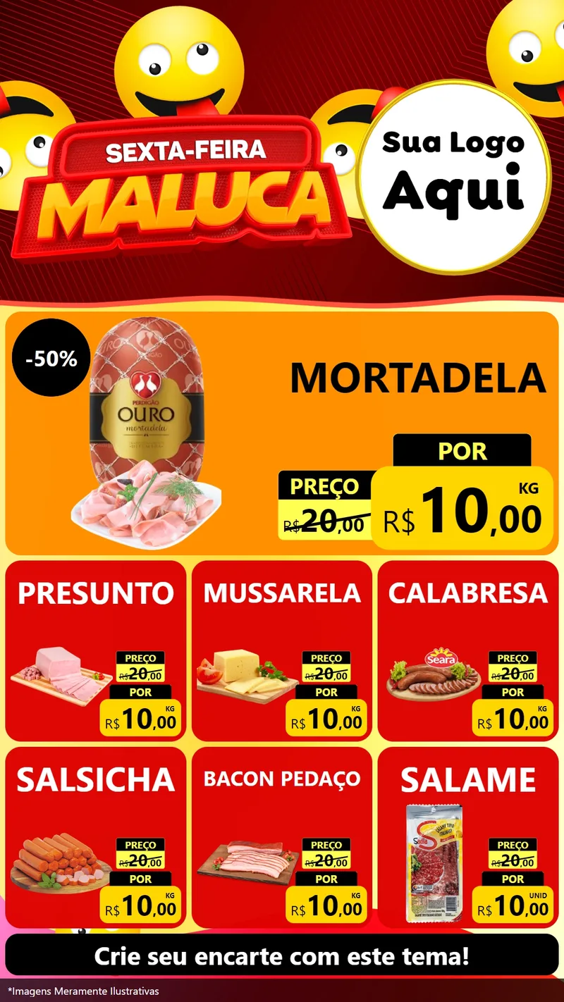 Modelo de Rede Social para Stories com o tema Sexta-feira Maluca para Frios e Laticínios