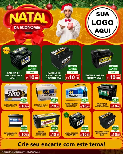 Modelo de Rede Social para Feed Instagram com o tema Natal da Economia para Baterias Elétricas