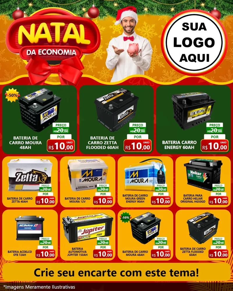 Modelo de Rede Social para Feed Instagram com o tema Natal da Economia para Baterias Elétricas
