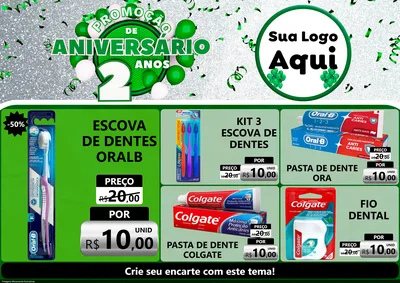 Modelo de Encarte para Encarte A4 Horizontal com o tema Promoção de Aniversário - 2 Anos para Higiene Pessoal