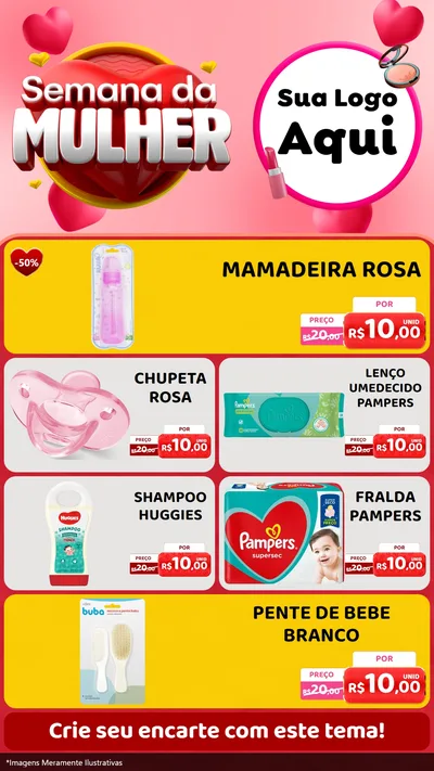 Modelo de TV para TV Vertical com o tema Semana da Mulher para Bebês