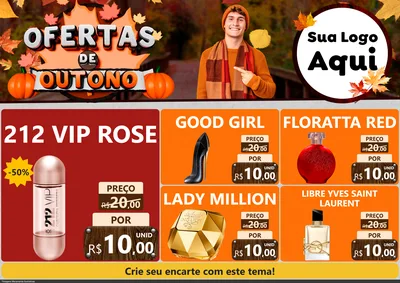 Modelo de Encarte para Encarte A4 Horizontal com o tema Ofertas de Outono para Perfumes