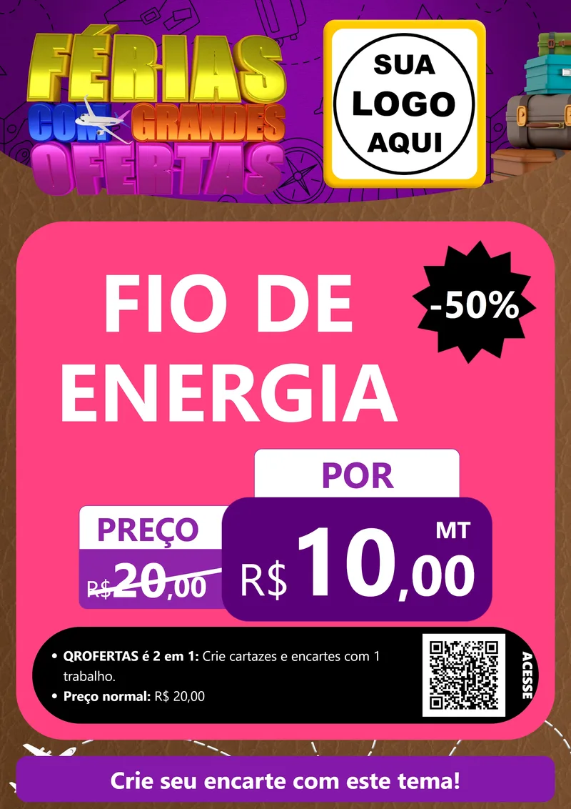 Modelo de Cartaz para Cartaz A4 Vertical com o tema Férias com Grandes Ofertas para Materiais Elétricos