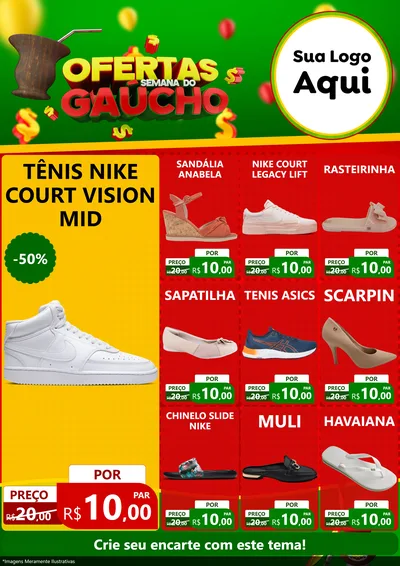 Modelo de Encarte para Encarte A4 Vertical com o tema Ofertas Semana Do Gaúcho para Calçados