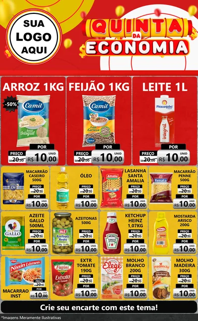 Modelo de Encarte para Encarte Grande com o tema Quinta da Economia para Supermercado