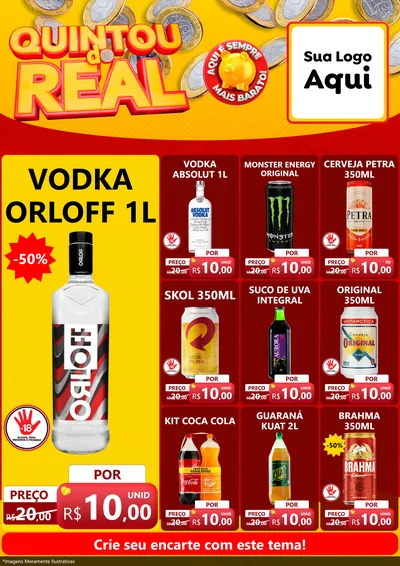 Modelo de Encarte para Encarte A4 Vertical com o tema Quintou do Real para Distribuidora de bebidas