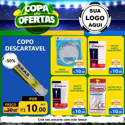 Modelo de Rede Social para Feed Facebook com o tema Copa de Ofertas para Embalagens