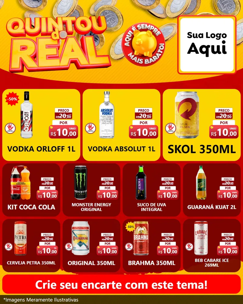 Modelo de Rede Social para Feed Instagram com o tema Quintou do Real para Distribuidora de bebidas