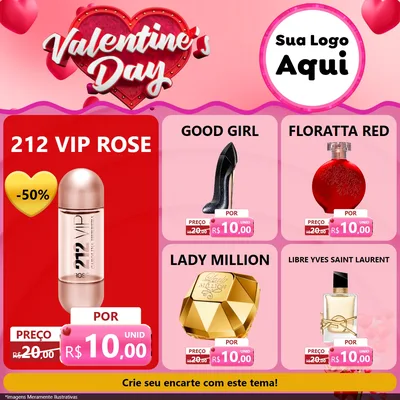 Modelo de Rede Social para Feed Facebook com o tema Valentine's Day para Perfumes